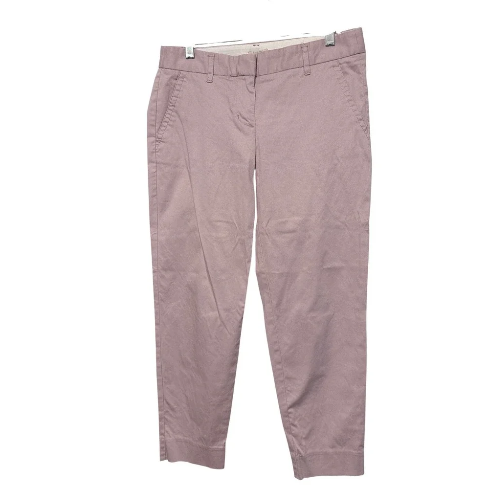J.Crew City Fit Stretch Chino Pants Womens 2 Mauve Pink Tapered Leg Cotton Twill